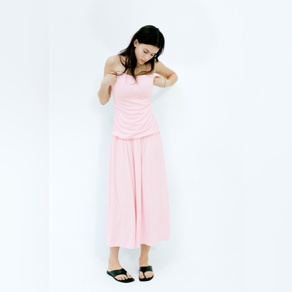 Zara Pink Strapless Maxi Dress - Picture 3 of 5